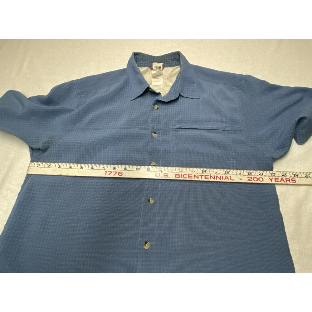 The North Face Shirt Men Medium Blue Plaid Short Sleeve Button Front Pocket